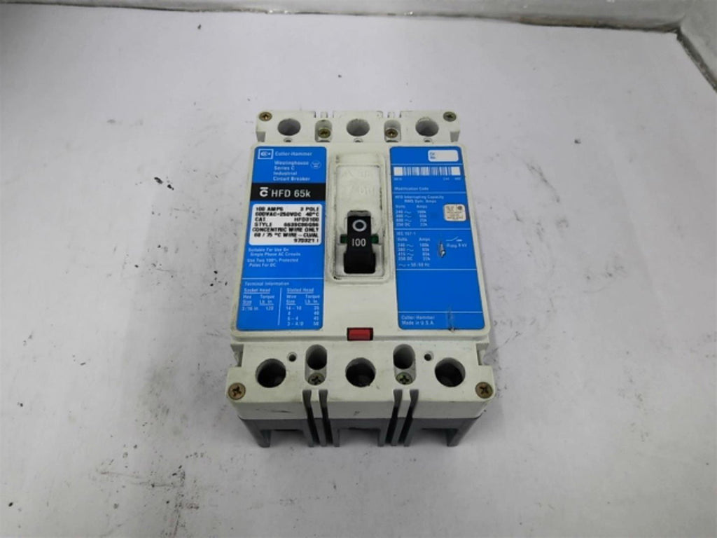 Cutler Hammer HFD3100 100A 600V Circuit Breaker 3 Pole