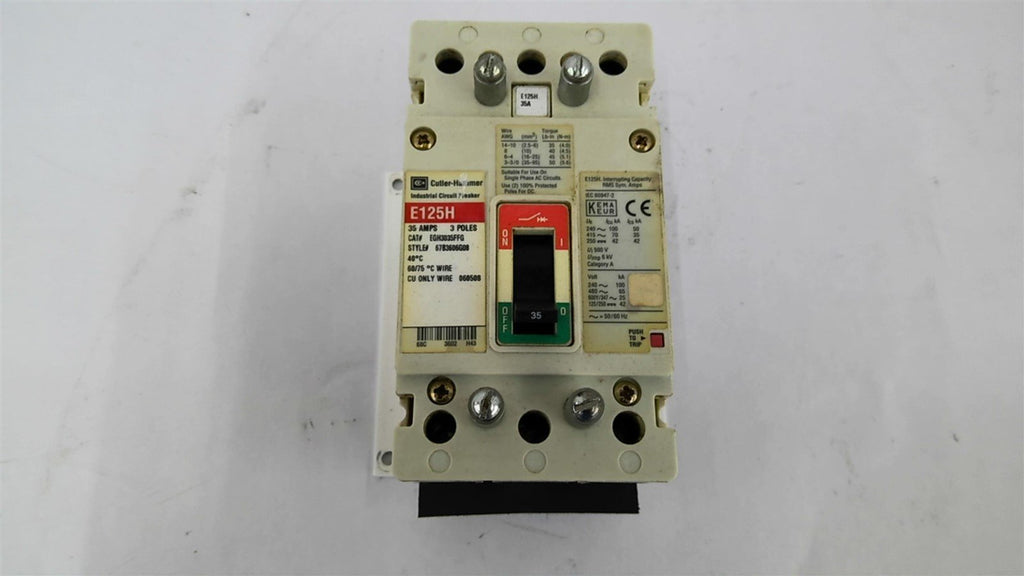 Cutler Hammer EGH3035FFG E125H Circuit Breaker 35 Amps 3 Pole