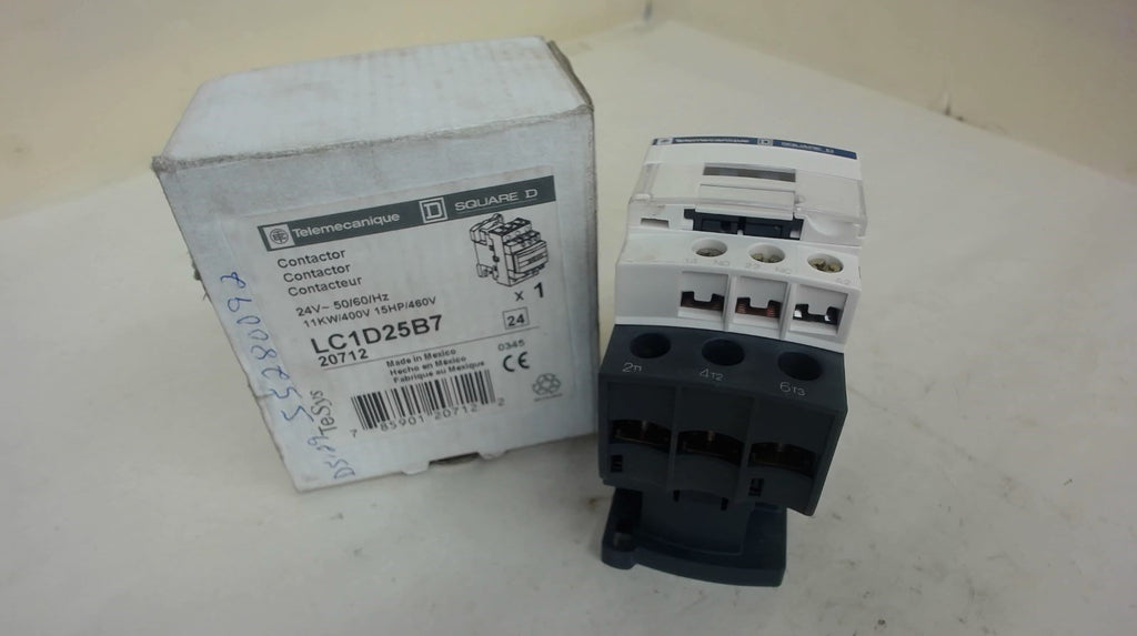 TELEMECANIQUE LC1D25B7 CONTACTOR, 40A, 3 POLE, 240 VAC - 1 PH 3 HP - 3 PH 7.5 HP