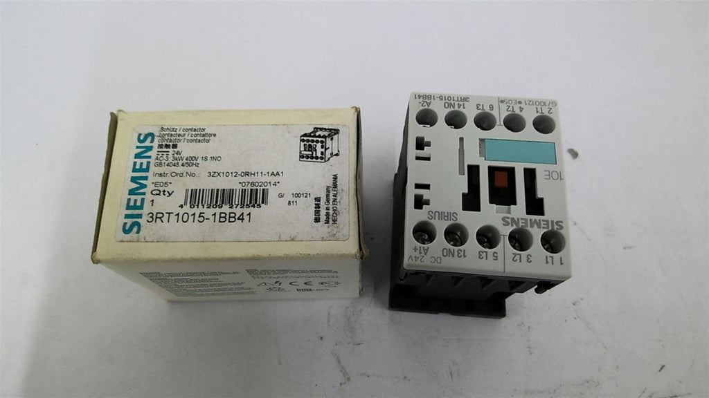 Siemens 3RT1015-1BB41 Contactor 460 Volts 3 Hp 16 Amp