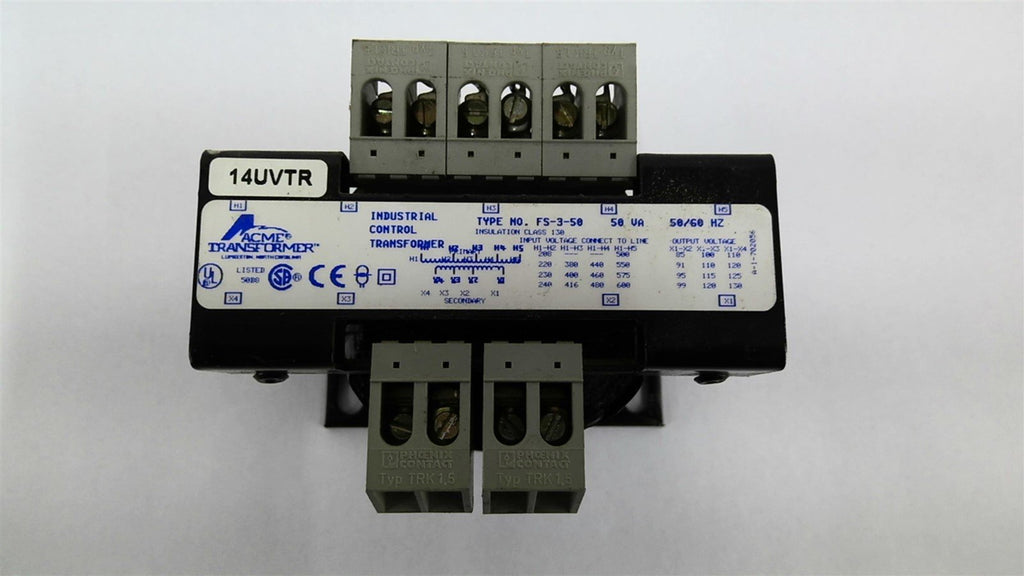 Acme FS-3-50 50 VA Transformer 240 480 V Pri 120 V Sec