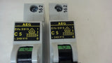 Lot Of 2 --- Aeg Elfa E81S Miniature Circuit Breaker, C5, 1 Pole, 240/415 V