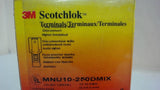 BOX OF ABOUT 50 SCOTCHLOK MNU10-250DMIX MALE DISCONNECT, 12-10 AWG