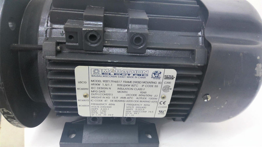 Marathon 90ST17FH6517 1.5HP AC Motor 1800 Rpm 4P 90SD 230/460V 60Hz