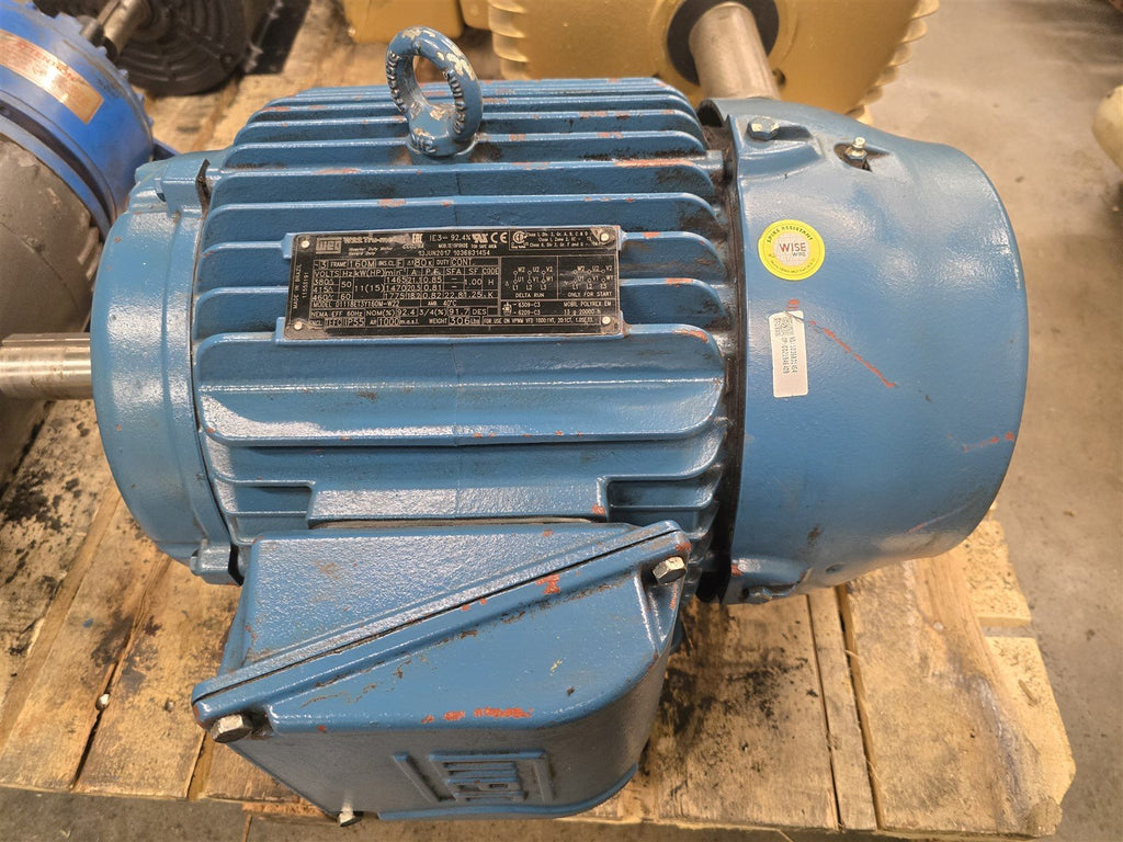 WEG 01118ET3Y160M-W22 15HP AC Motor 1800RPM 4P 3PH 160M 460V TEFC 60Hz