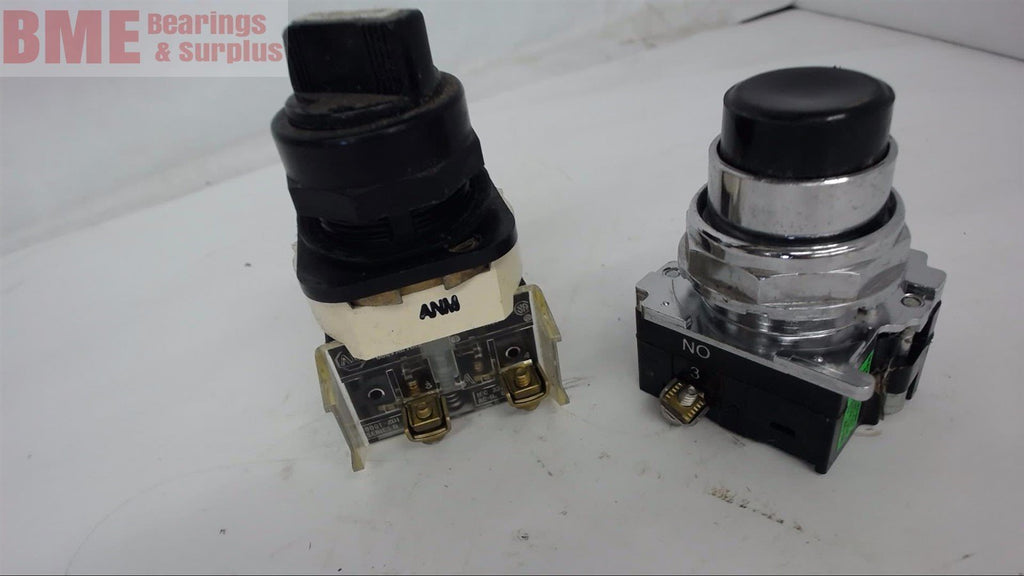 Lot Of 2--1 Each 2 Position Selector Switch---1 Each Black Pushbutton