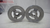 LOT OF 2 -- ALUMINUM SINGLE GROOVE PULLEYS 3 3/4" OD, 3/4" BORE