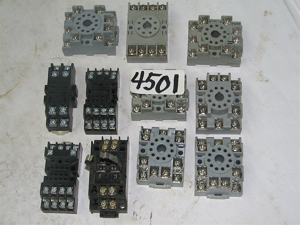 11 Relay Terminal Blocks - 6 Square D # 8501 - 4 Allen-Bradley - 1 P & B 27E891