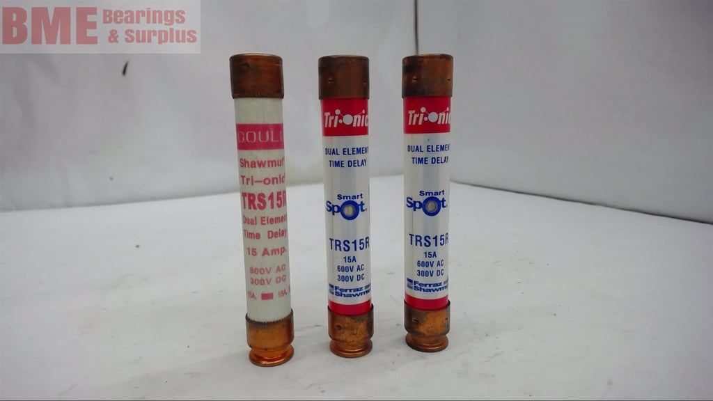 LOT OF 3---TRS15R FUSES, 2 EA SMART SPOT 15A 600V, 1 EA GOULD 15 AMP, 600 V