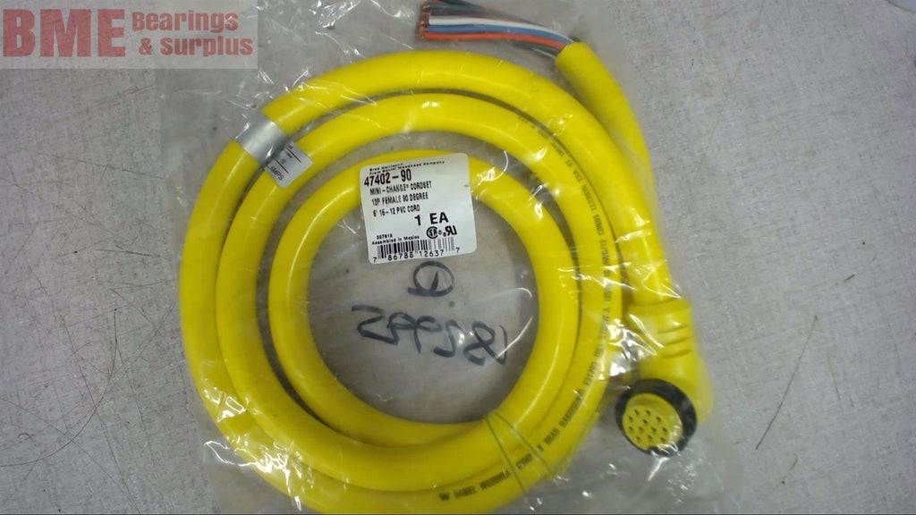 DANIEL WOODHEAD 47402-90 MINI CHANGE CORDSET, 12P FEMALE 90° 6' 16-12 PVC CORD