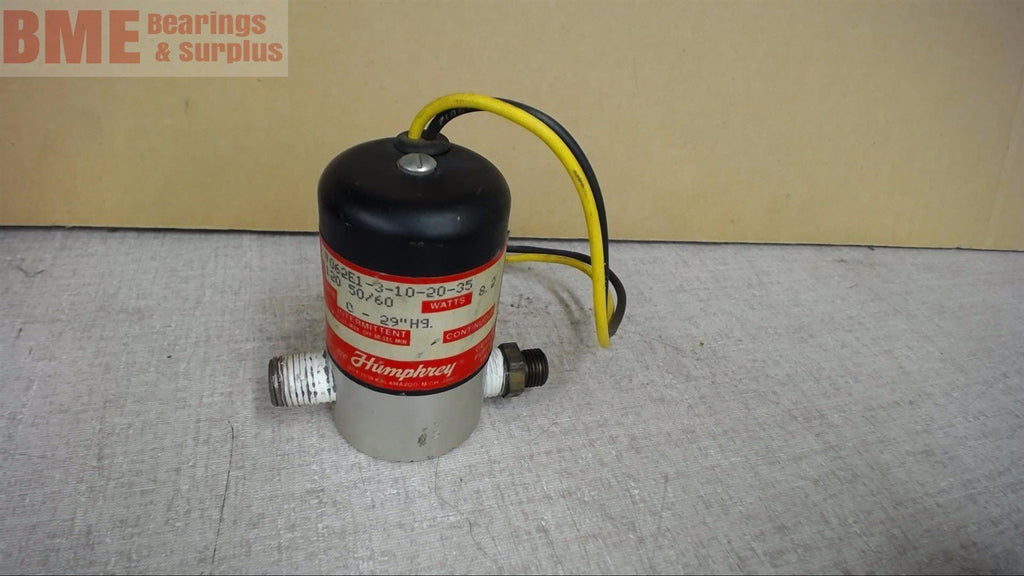 HUMPHREY V062E1-3-10-20-35 SOLENOID VALVE, 0-29" HG, 120 VOLTS, 8.2 WATTS