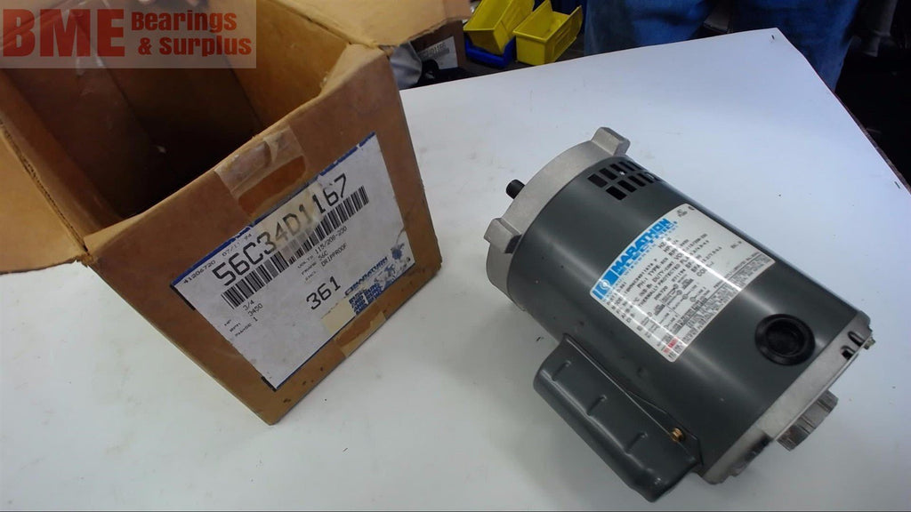 MARATHON 1QH56C34D1167A P 3/4 HP AC MOTOR 115/208-230 VOLTS, 3450 RPM, 2P, 56C