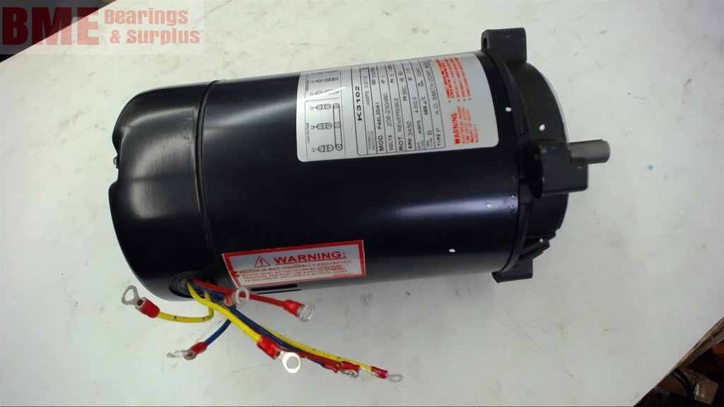 A.O. SMITH P48L2DA1 AC MOTOR 1 HP, 208-230/460 VOLTS 3450 RPM, 56C FRAME