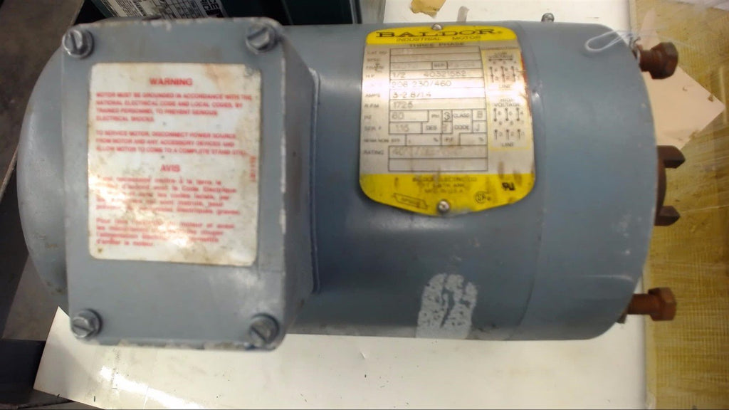 BALDOR M16B 1/2 HP AC MOTOR 208-230/460 VOLTS, 1725 RPM, 4P, 143TC FRAME