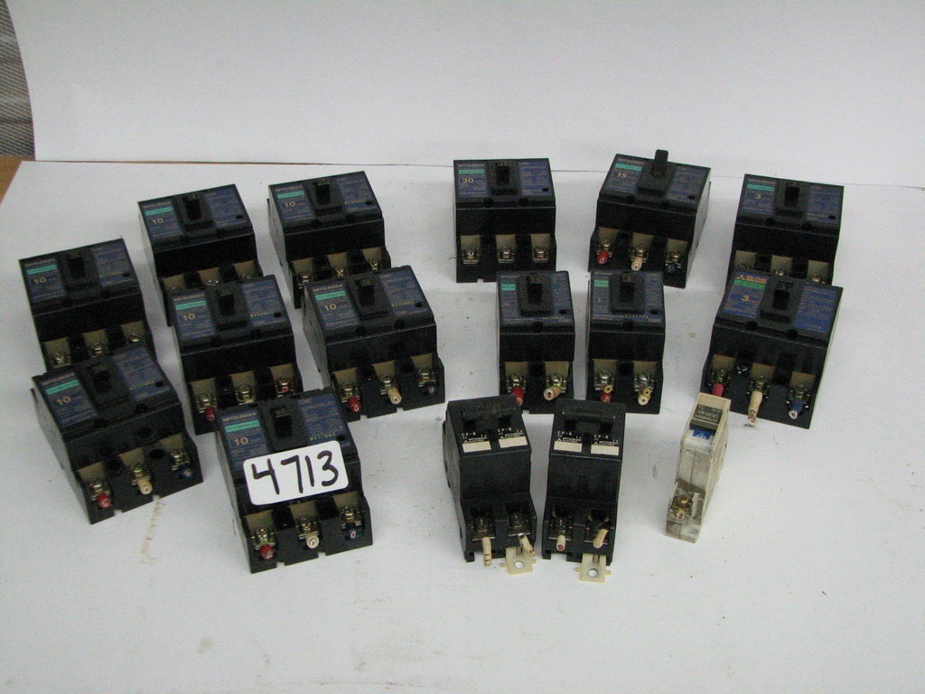 14 Mitsubishi Breakers Nf30-Cs 10A 3 Pole 3A 1 Pole  3A 2 Pole 15A 1A 15A