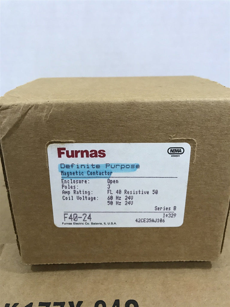 FURNAS F40-24 DEFINITE PURPOSE MAGNETIC CONTACTOR 3 POLE OPEN FACE FL 40 AMP