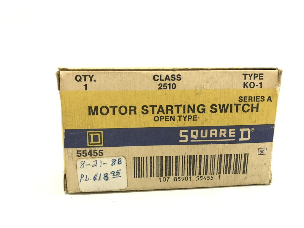 SQUARE D MOTOR STARTING SWTICH TYPE KO-1 SERIES A CLASS 2510