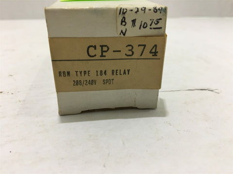 COMPONENT PRODUCTS CORPORATION CP-374 RBM TYPE 184 RELAY 208/240V LOT OF 2