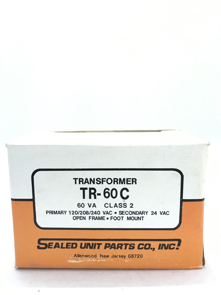 SEALED UNIT PARTS CO TR-60C TRANSFORMER 60VA CLASS 2 PRIMARY 120/208/240VAC