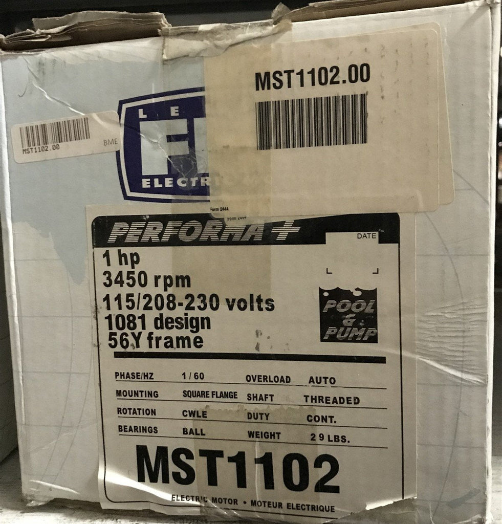 LEESON MST1102 1HP 3500RPM 56 DP 115/230V 1PH 60HZ