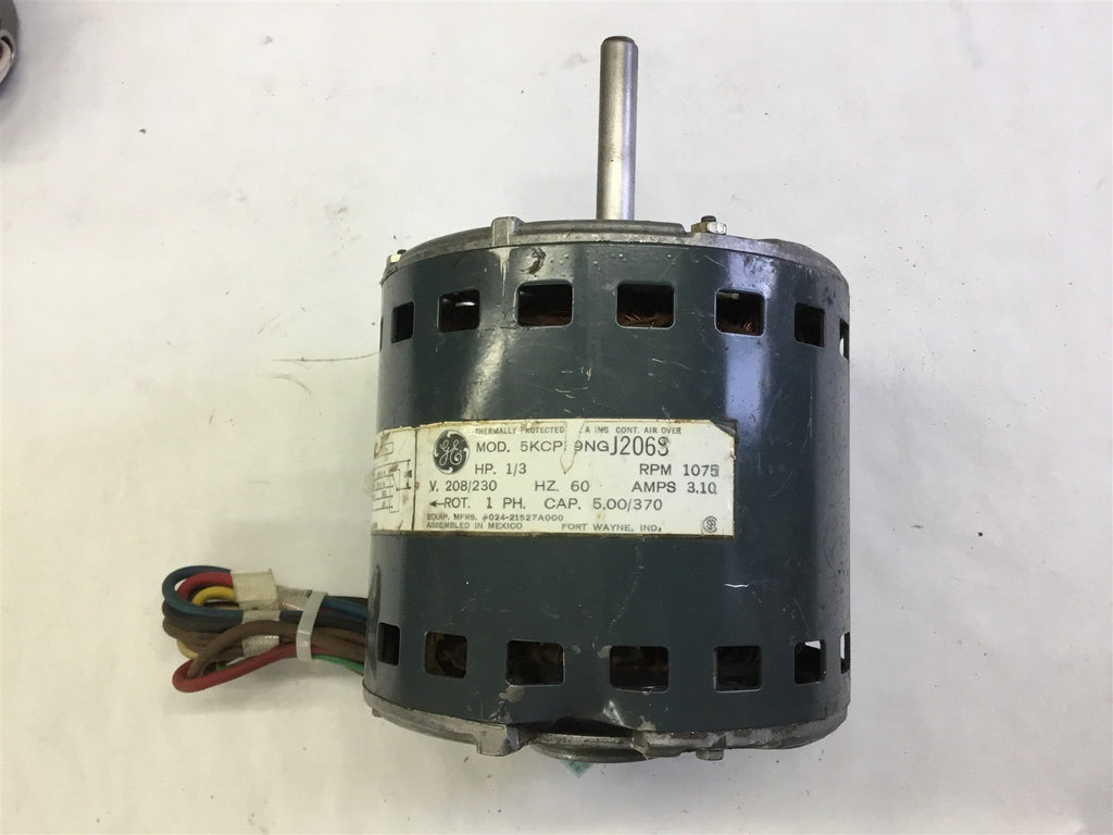 GE 5KCP9NGJ206S 1/3 HP, 208-230 V, 1075 RPM, SINGLE PHASE AIR OVER MOTOR