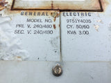 GENERAL ELECTRIC 9T51Y4035 3 KVA TRANSFORMER 240/480 PRI, 240/480 SEC