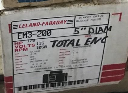 EM3-200 LELAND FARADAY 1/8HP 115V 1050RPM 5"DIAM TOTAL ENC