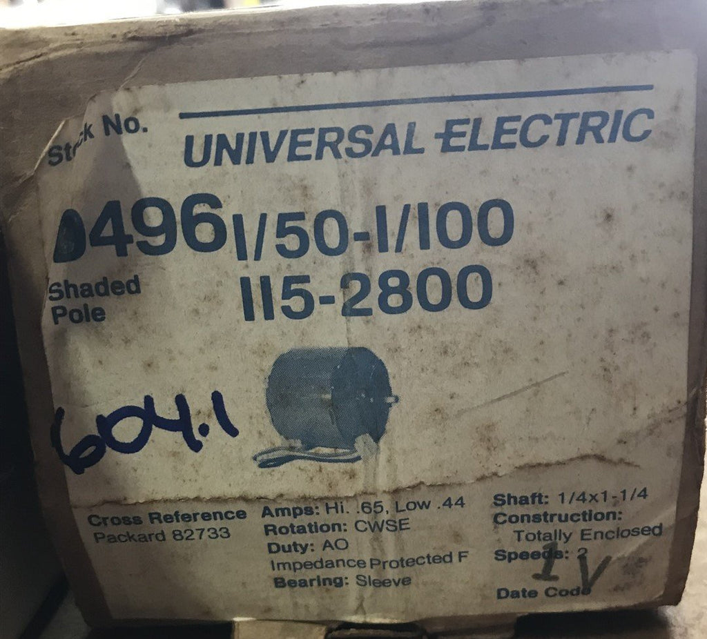 UNIVERSAL ELECTRIC 0496 MOTOR 1/50-1/100 115-2800