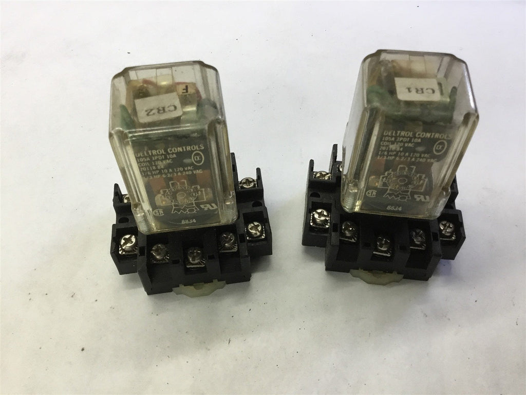 LOT OF 2-- DELTROL CONTROLS 120 V COIL, 1/6 HP 10 A RELAY