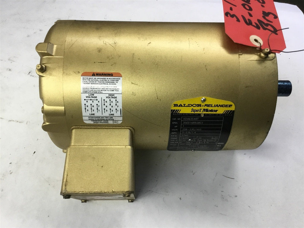 BALDOR VENM3546T 1 HP AC MOTOR 208-230/460 VOLTS, 1740 RPM, 4P, 143TC FRAME