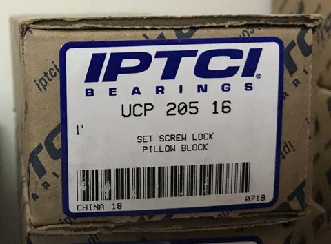 IPTCI UCP 205 16 Pillow Block Set Screw Lock High Shaft Height Bore Dia. 1"