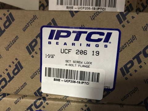 IPTCI UCF 206 19 1-3/16" Square 4 Bolt Flange Block Mounted Bearing Unit