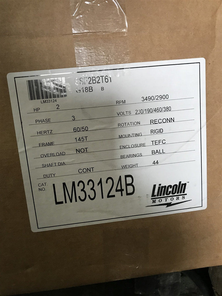 LEESON LM33124 2HP 3PH 3490/2900RPM 230/190/460/380V