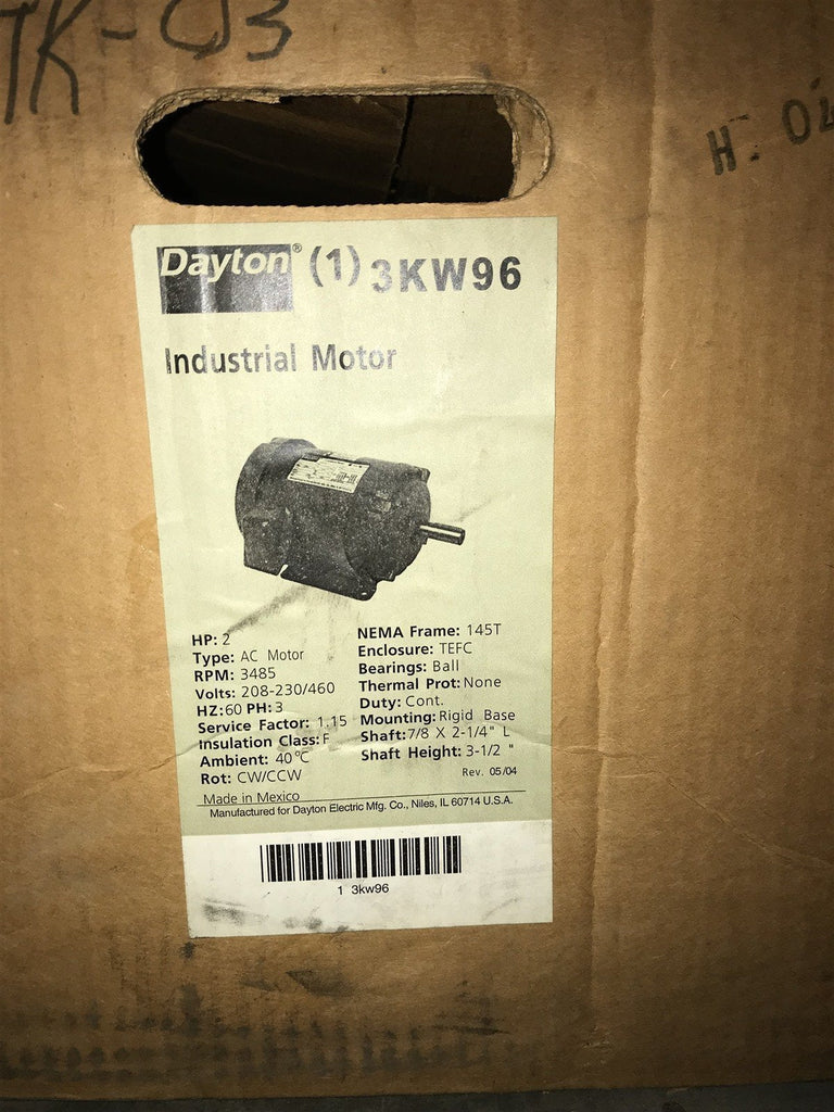 DAYTON 3KW96 MOTOR 2HP 3485RPM 3PH 208-230/460V