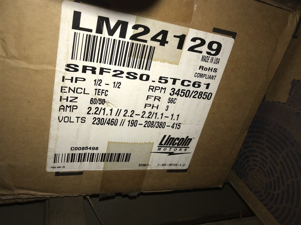 LEESON LM24129 1/2HP 3450RPM TEFC 56C FRAME 3/60/208-230/460V