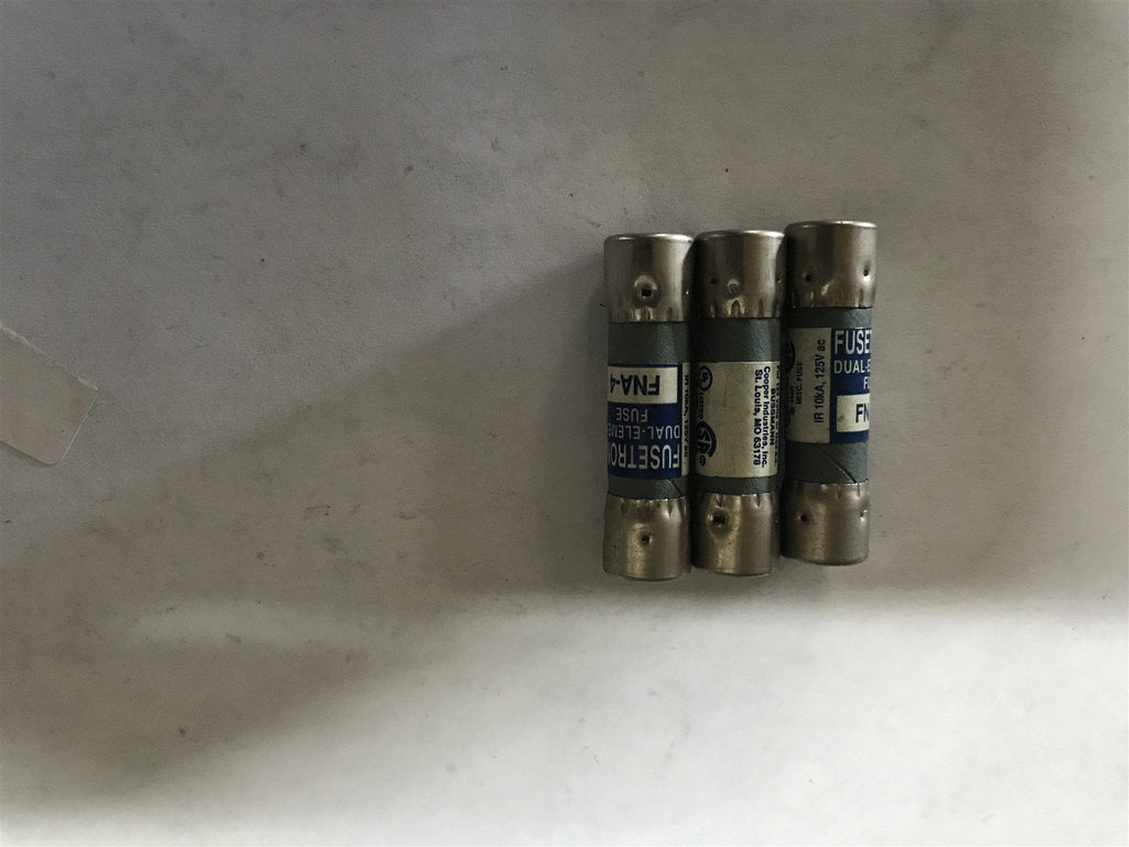 Lot of 3 Fusetron FNA-4 Dual Element 4 Amp Fuse 125VAC