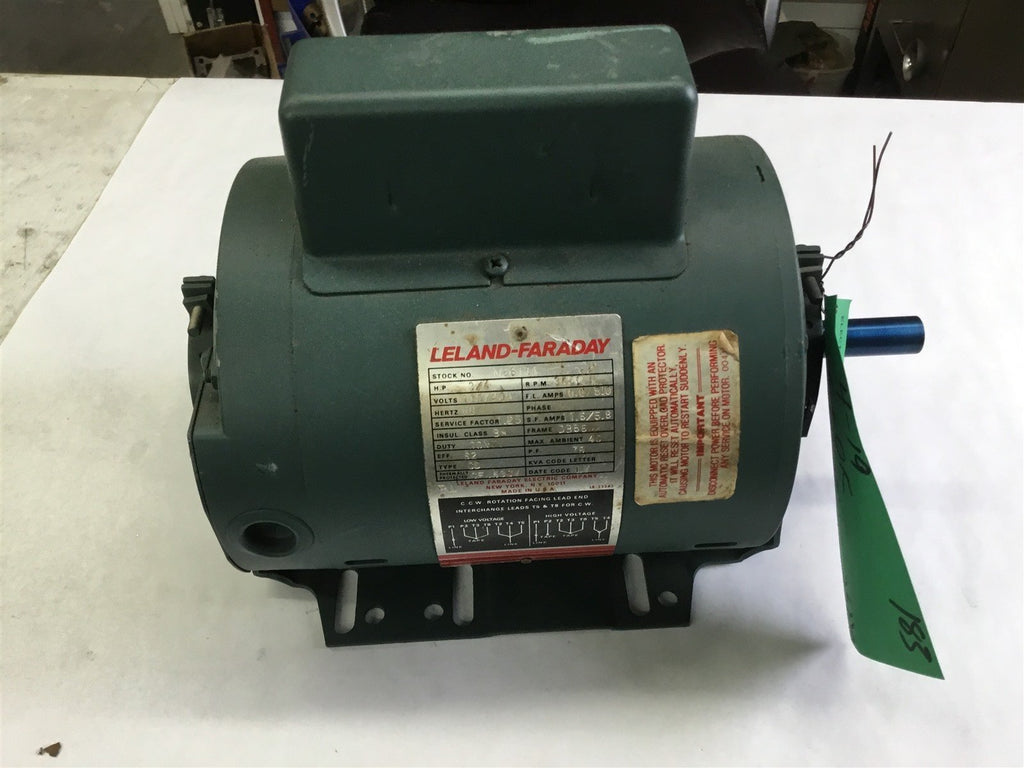 LELAND-FARADAY M2614A 3/4 HP AC MOTOR 115/230 V, 3250 RPM, 2P, SINGLE PHASE 56