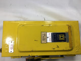 SQUARE D 30 AMP FUSIBLE SAFETY SWITCH 480 V @ 5 HP, 600 VAC MAX