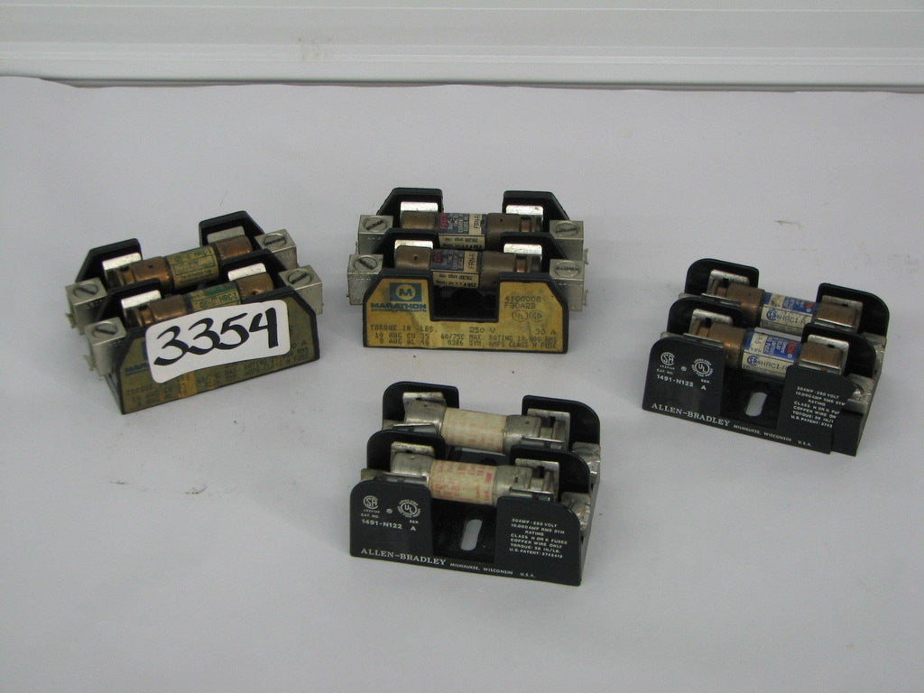 4 Allen Bradley, Marathon Fuseblocks AND 8 Shawnut, Fusetron Fuses