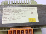 JACKIE GMBH 800 VA CONTROL TRANSFORMER SINGLE PHASE 220 VOLTS