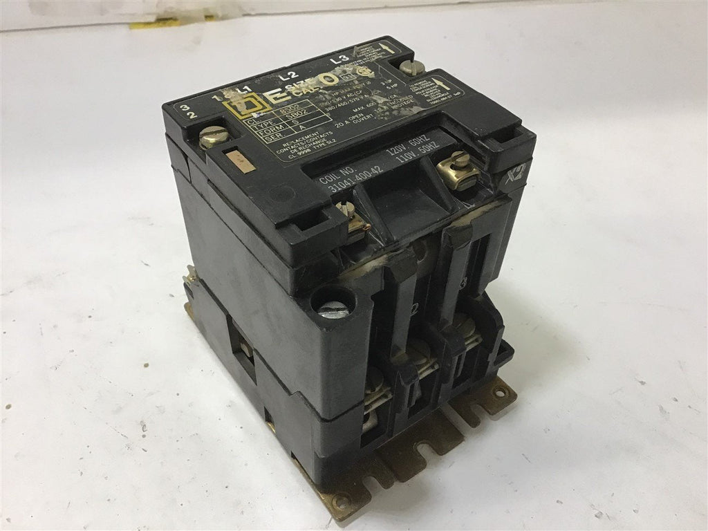 SQUARE D 8502-SB02 NEMA SIZE 0 STARTER 460 V @5 HP 120 VOLT COIL