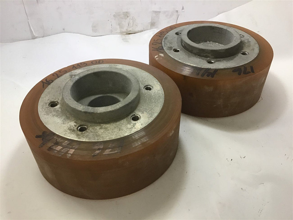 8" OD 3" WIDTH URETHANE WHEEL 1.75'' BORE LOT OF 2