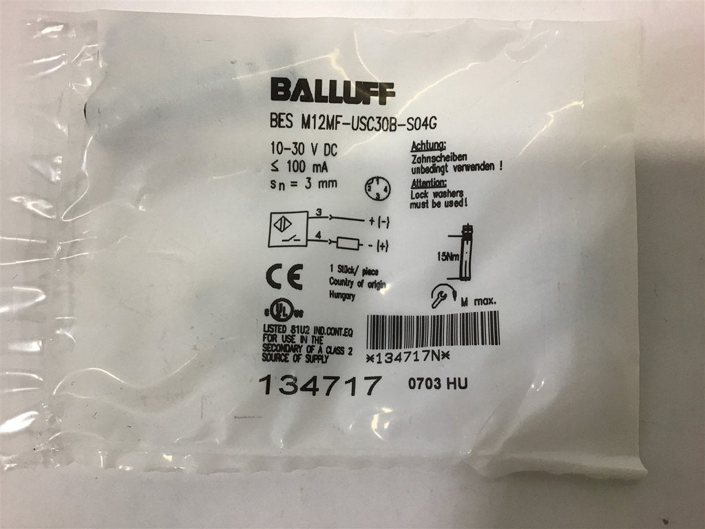 BALLUFF BES M12MF-USC30B-S04G 10-30 VDC SENSOR