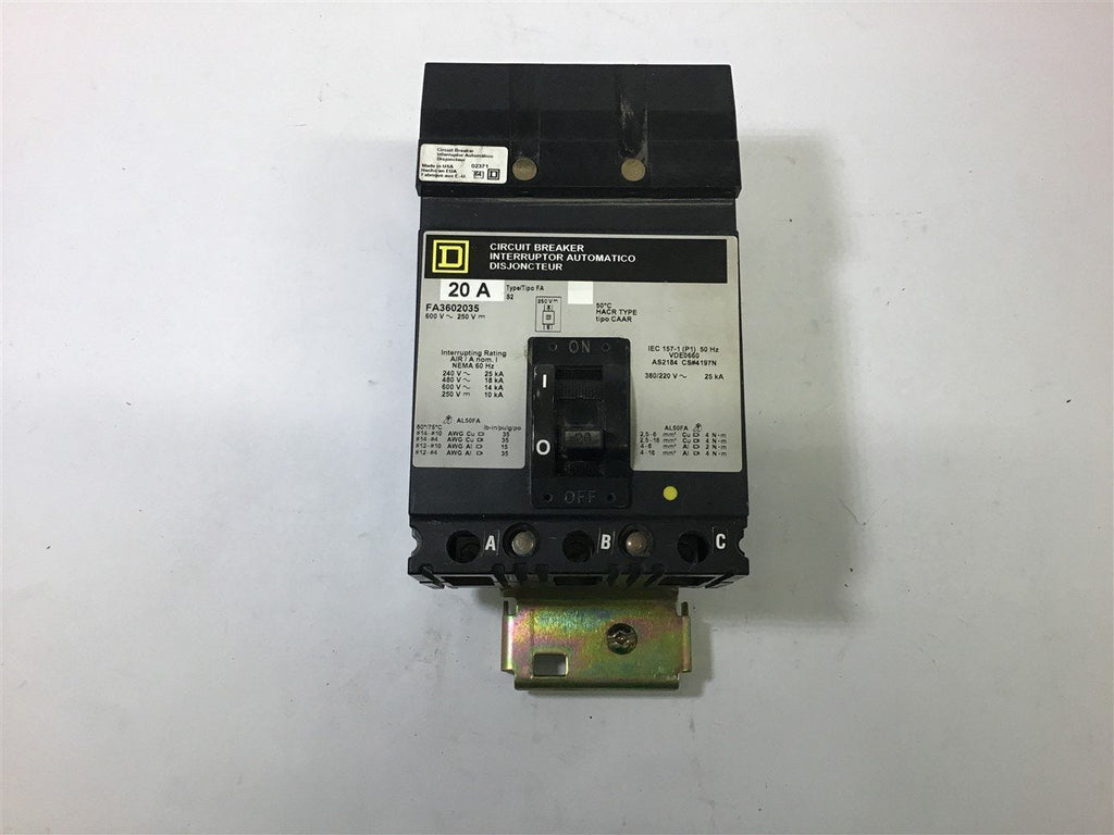 Square D FA3602035 Circuit Breaker 20 A