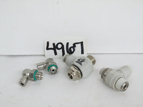 2 Adjustable Pneumatic Valves 1/4" MNPT AND 2 Pneumatic Fittings 1/8 MNPT