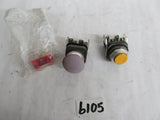 3 ALLEN BRADLEY PUSH BUTTON WITH CONTACT - 800T-D6 / 800T-B / 9001 KA5  -RED& YE