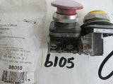 3 ALLEN BRADLEY PUSH BUTTON WITH CONTACT - 800T-D6 / 800T-B / 9001 KA5  -RED& YE