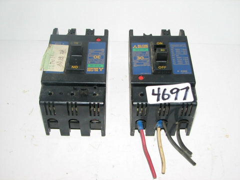 2 MITSUBUSHI NO-FUSE BREAKER   - NF 60-CS   -  30 AMP  - 3 POLE - 600 V -  USED