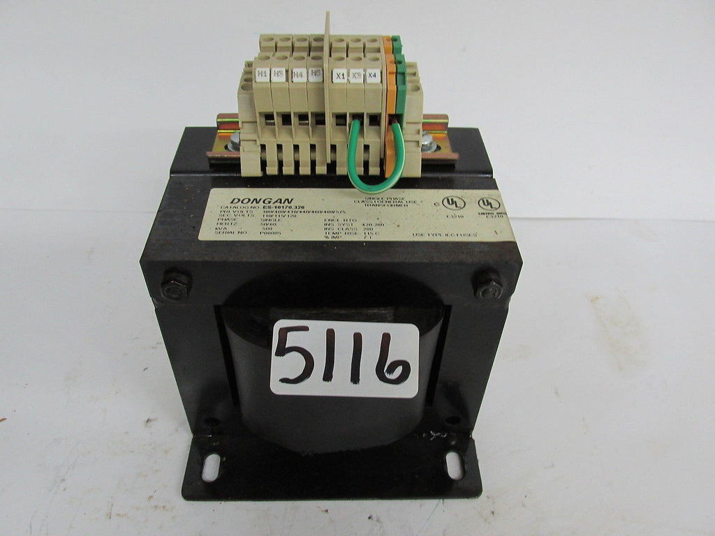 DONGAN CONTROL TRANSFORMER ES-10170:326   -  500VA - CLASS 1 - SINGLE PHASE