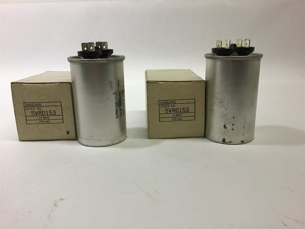 Vanguard 5VR0153 Capacitor 15 MFD 370 VAC Lot of 2